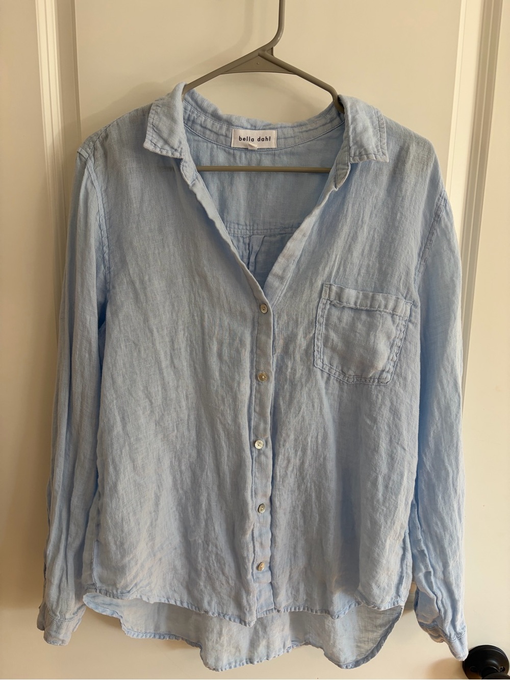 Bella Dahl Pale Blue Linen Button-Up Shirt